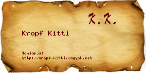 Kropf Kitti névjegykártya